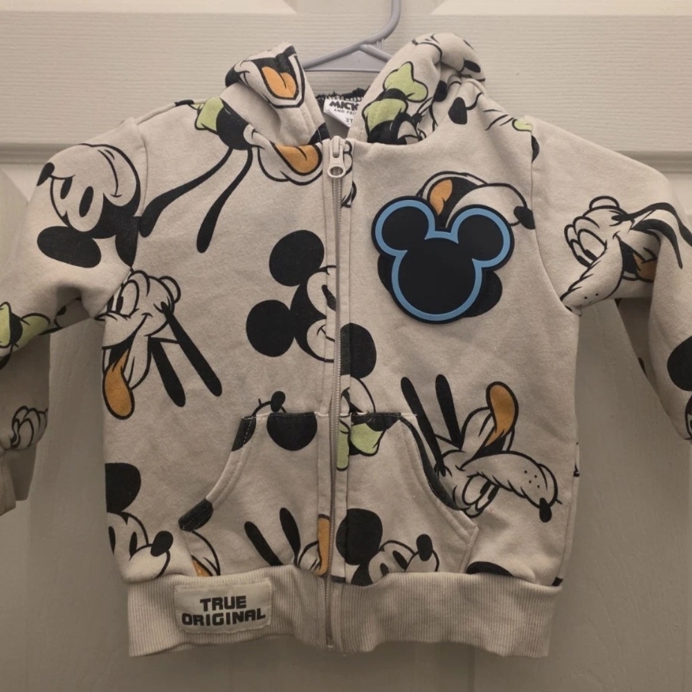 Disney Kids Mickey Mouse Hoodie - Cream and Black